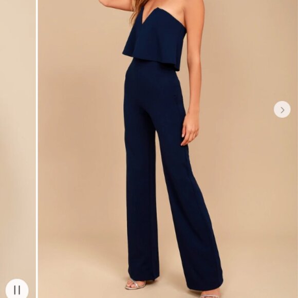 Power of Love Navy Blue Strapless Jumpsuit - Picture 2 of 8